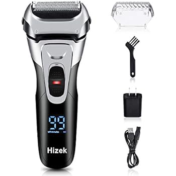 Electric Razor for Men, Hizek Men's Electric Shaver Cordless Foil Shaver with Pop-up Trimmer,USB Quick Charging,LCD Display,Waterproof Design for Body Hair and Beard Style