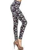 Leggings Depot Women's Fall/Winter Ultra Soft Christmas Reindeer Snowflake Print Holiday Fashion Leggings (Once Upon A December, One Size (Size 0-12))