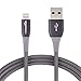 Amazon Basics Double Nylon Braided USB A Cable with Lightning Connector, Premium Collection, MFi Certified Apple iPhone Charger, 6 Foot, Dark Gray