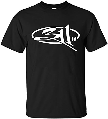 Men's Top Band 311 Band Short Sleeve Soft Cotton Colorful T-Shirt black L