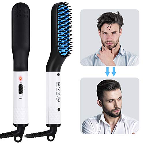 Beard Straightener for Men, Nivlan Beard Straightening Brush Hair Straightening Comb Hair Styler Electric Hot Comb Anti-Scald Heated Beard Comb Dual Voltage 100V-240V For Home & Travel