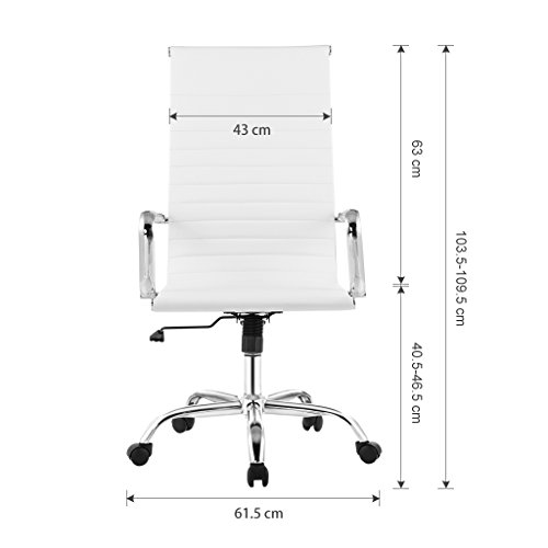 LANGRIA-Sedia-Girevole-da-Ufficio-L-Design-PU-Schienale-Alto-Sedia-Regolabile-in-Altezza-Max-Weight-Capacity-130-kg-Posteriore-Bianco