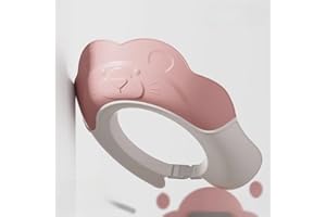 GENERIC Baby Shower Cap - Waterproof Bath Visor for Toddlers 1-3 Years, Extra Soft Silicone Hair Washing Hat for Kids, Keep Water Out of Eyes(Animal Design) (Pink)