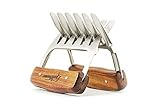 GASTRONOMO Metal Meat Claws With Stainless Steel Bear Shredder Paws for Shredding, Pulling, Handling Chicken, Pulled Pork, Turkey & Brisket - Wooden Handle BBQ Meat Shredders