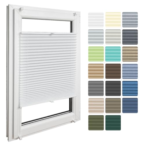Home-Vision Premium Plissee ohne Bohren Klemmfix Weiß B85 x H200cm