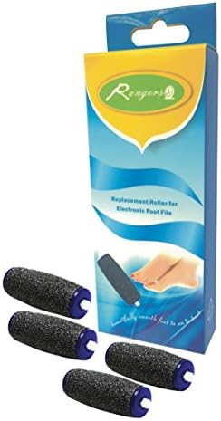 Pedi Roller Replacement Heads (Pack of 4) compatible with Amopé Pedi Perfect Electronic Foot File-Professional Grade Pedicure Refills-Medium Coarse for Rough Skin-Best Sole Skin Exfoliation