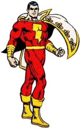 Logo patch embroidered)Superhero Shazam Classic DC Comics Captain Marvel Hero Iron-On Applique Patch + E-book with pictures