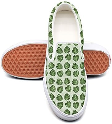 Lalige Leaves Womens Breathable Canvas Slip-on Skate Shoes