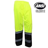 Troy Safety New York Hi-Viz Workwear WP0212 Insulated thermal lined Waterproof Rain Pants Over Trousers (LIME, XL)
