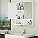 Tangkula Wall Mounted Bathroom Cabinet with Mirror Doors, Double Door Storage w/ 3-Level Adjustable Shelf & Flip-Open Compartment, Space-Saving Wall Cabinet for Bathroom Entryway Laundry Room (White)