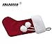 EDLDECCO 20.5 inch Snowy White Cozy Faux Fur Christmas Stocking with Little Faux Fur Ball for Holiday Party Decorations Gift-One Piece (White and Red)
