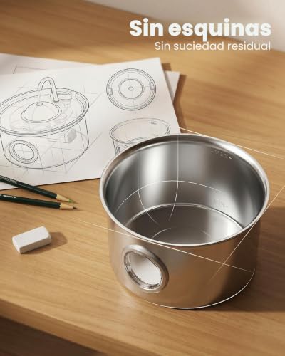 Stainless Steel Cat Fountain: Automatic Cat Drinker – 2.6L Stainless Steel Cat Fountain – Cat Water Dispenser – Pet Water Dispenser – Four Layer Filtration – Hemispherical