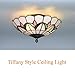 Skyweel Tiffany Style Ceiling Light Vintage Stained Glass Flush Mount Ceiling Lighting Fixtures Lamps (12 Inch W)