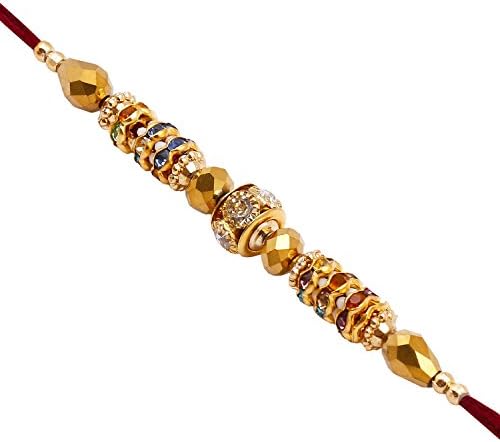 Rakhi Thread for Brother Bhaiya with Elegant Multicolor Stones for Rakshabandhan Rakhee Bracelet