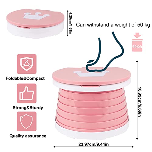 Folding Toilet for Children, Travel Potty, Folding Toilet Chair, Portable Potty Seat, Indoor Outdoor Travel Potty for Baby Training with Travel Bag (Pink)