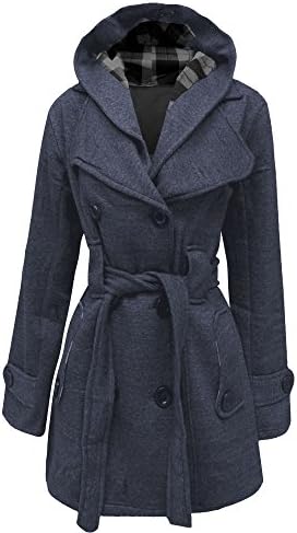 Ladies Women Lady Belted Button Hooded Hood Coat Jacket Top Size UK 8-20