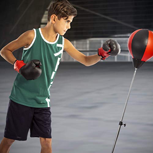 Punching Ball with Stand and Gloves - Height Adjustable - Great Exercise & Fun Activity for Kids by TechTools (Certified Refurbished)