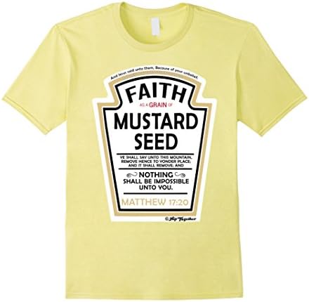 Men's Faith as a Grain of Mustard Seed Christian Parody T-Shirt 3XL Lemon