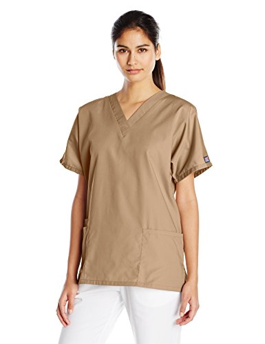 Cherokee Women's V-Neck Scrub Top, Dark Khaki, Medium