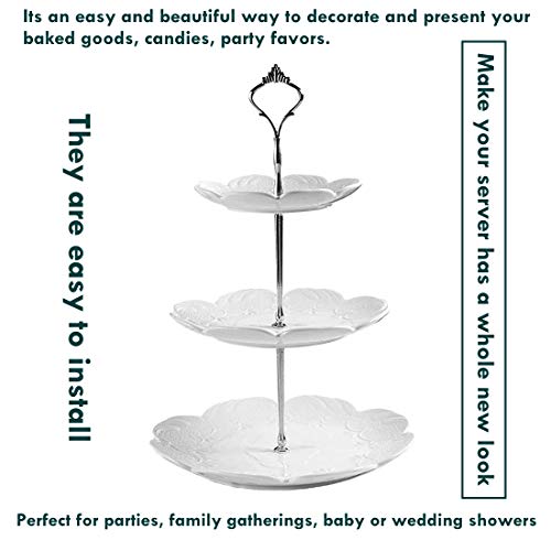 Accent Plates,Petforu 5 Sets Crown 3 Tier Cake Stand Fittings Hardware Holder for Wedding and Party - Silver - Thumbnail 4