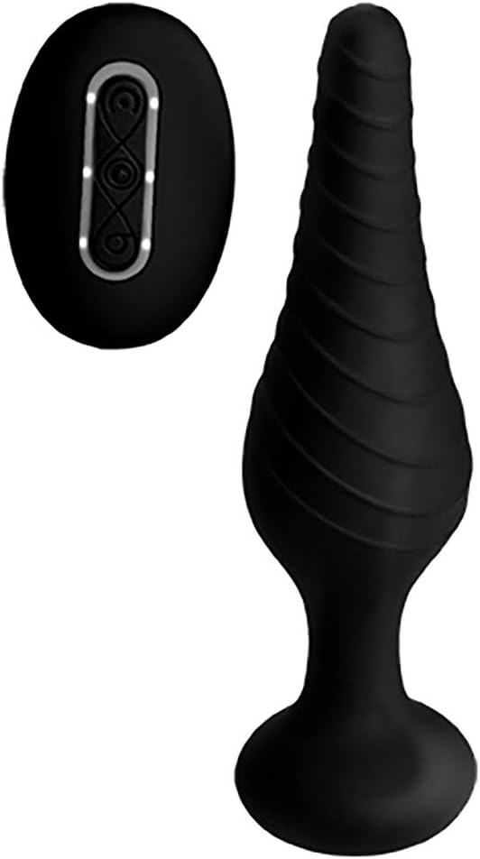 XR Brands Silicone Vibrating Anal Plug with Remote Control, Black