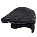 LETHMIK Flat Cap Cabby Hat Genuine Leather Vintage Newsboy Cap Ivy Driving Cap XL-Black