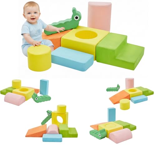 QUCHI Climbing Toys for Toddlers, Baby Climbing Blocks, 7-Piece Soft Foam Climbing Blocks Set, Baby Climbing Toys, Toddler Playtime Corner Climber Foam Play Gym for Climbing Crawling and Sliding