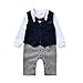 AJia Gentleman Style Baby Boys Romper&MAGA&Bowtie 3 Pieces Clothes Suit 2 Color (80(6-12 Month), Blue)