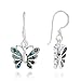 925 Sterling Silver Natural Green Abalone Shell Butterfly Dangle Hook Earrings