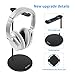 Full Aluminum Headphone Stand Headset Holder- Gaming Headset Holder with Thick Leather Pad Non-Slip Silicone Earphone Stand for All Headphone Sizes, Black