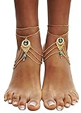 Bienvenu Women's Tassel Foot Chain Turquoise Barefoot Sandals Anklet, Gold