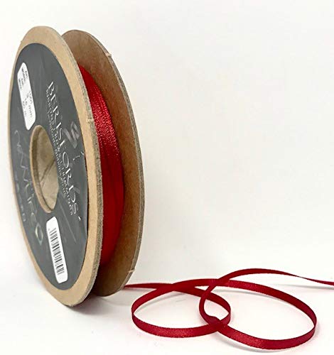 Berisfords 3mm 15 Red NewLife Satin Ribbon 100% Recycled 50m Reel