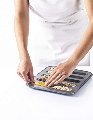 Mastrad Granola Bar Kit - at Home Granola Bar Maker - 10 Bar Tray with Storage Case and Spatula - Make Healthy Cooked or Raw Cereal and Granola Bars - Perfect for Kids and Family