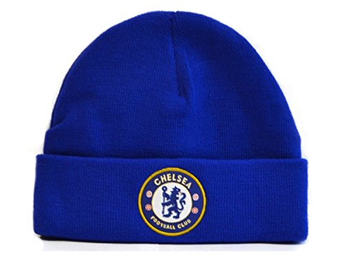 Chelsea FC Royal Blue Knitted Turn Up Winter Hat Football Club Badge Official