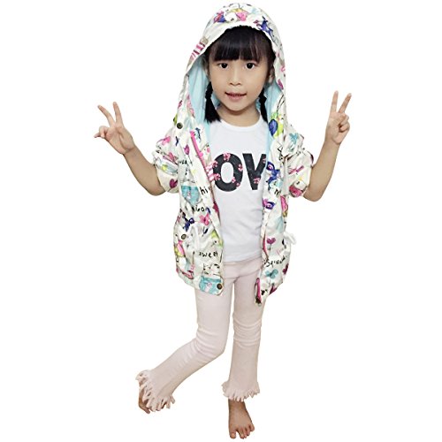 Jastore Baby Girl Cartoon Print Graffiti Coat Wind Hooded Jacket Full Sleeve Outerwear (3-4T)