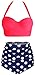 Amourri Womens Retro Vintage Polka Underwire High Waisted Swimsuit Bathing Suits Bikini,US 6-8= Tag Size L,Rose+blue