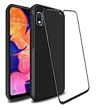 SunStory Galaxy A10e Case with 9H Tempered Glass Screen Protector Heavy Duty [Dual Layer] Hybrid Shock Proof Protective Rugged Bumper Cover Case for Samsung Galaxy A10e (Black)
