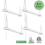 CACKSS LED Shop Lights 4 Pack, 4FT 40W 4800LM 5000K Daylight White, Linkable Worklight Fixture with Pull Chain(On/Off), ETL Listed