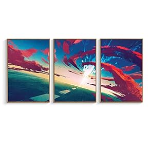Framed Canvas Wall Art for Living Room, Bedroom Abstract Paintings Canvas Prints for Home Decoration Ready to Hanging - 16"x24"x3 Panels