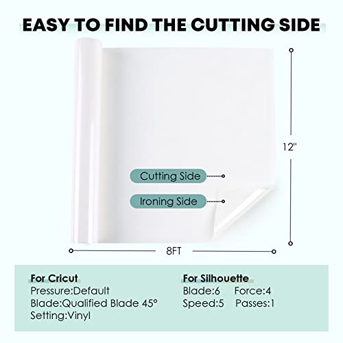 HTVRONT Clear HTV Vinyl for Sublimation 12" X 8FT Matte Sublimation