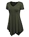 MBJ WT638 Short Sleeve Shirts for Womens Tops Casual V-Neck Summer Clothes Asymmetrical Tunic Blouses XXXL Olive
