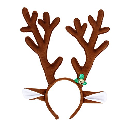 Evaliana Christmas Reindeer Antlers Horns Headband Easter Party Hats Jingle Bell Costume Cosplay