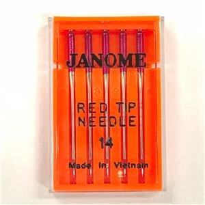 Janome 5 Pk Embroidery Sewing Machine Needles Red Tip Size 14 (90/14)