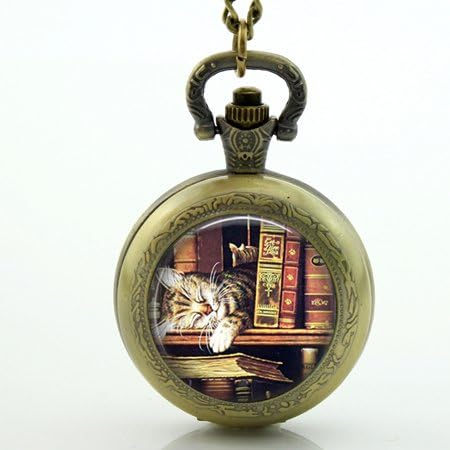 Antique Bronze Vintage Book Pocket Watch Necklace Library Pocket Watch Book Lover Watch