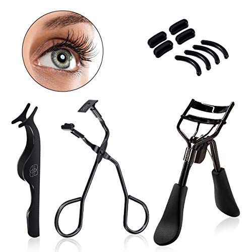 Eyelash Curler,Hizek 3 in 1 Mini Eyelash Curler Kit with Partial Eyelash Curler,Eyelash Extension Tweezers and Silicone Refill Pads,for Eyelashes Curling Natural and Long Lasting - Thumbnail 7