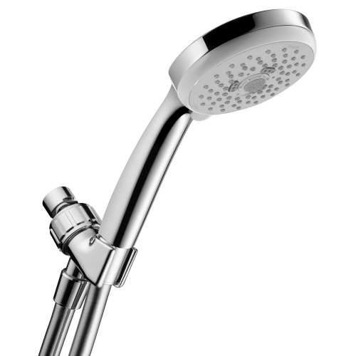 hansgrohe Croma 100 Handheld Shower Head Set Modern Spray Full, Pulsating Massage, Intense Turbo with QuickClean with Hose in Chrome, 2.5 GPM, 06425005