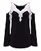 ZANZEA Ladies Off Shoulder Lace Crochet Hollow Long Sleeve Loose Blouse Tops Black 10