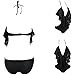 Azbro Women's One Piece V Neck Halter Flounce Monokini Swimwear, Black L