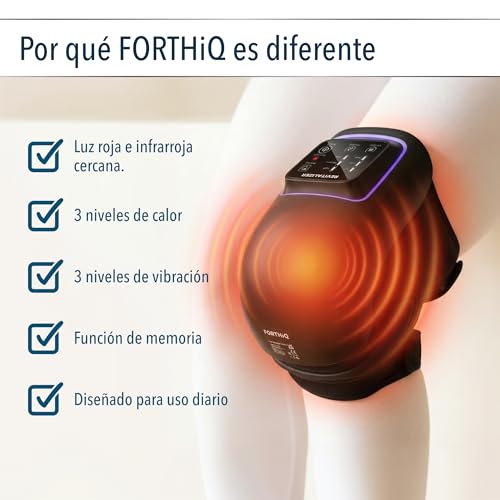 FORTHiQ Pro+ Knee Massager with Heat and Red Light, 6-in-1: Heat, Red Light Dual Wave Length and Vibration - Wireless, Portable, Rechargeable, Memory Function and Adjustable Straps
