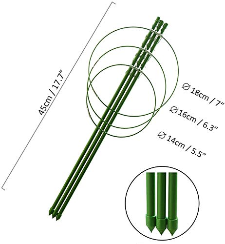 5 Stück wiederverwendbare Gartenpflanzenstütze, Metallringe, faltbar, klein, Garten & Outdoor, Rankgitter, Blume, Edelstahl, Klettern, Gemüse, Blumen & Obst, Käfig mit 3 verstellbaren Ringen – Bild 3